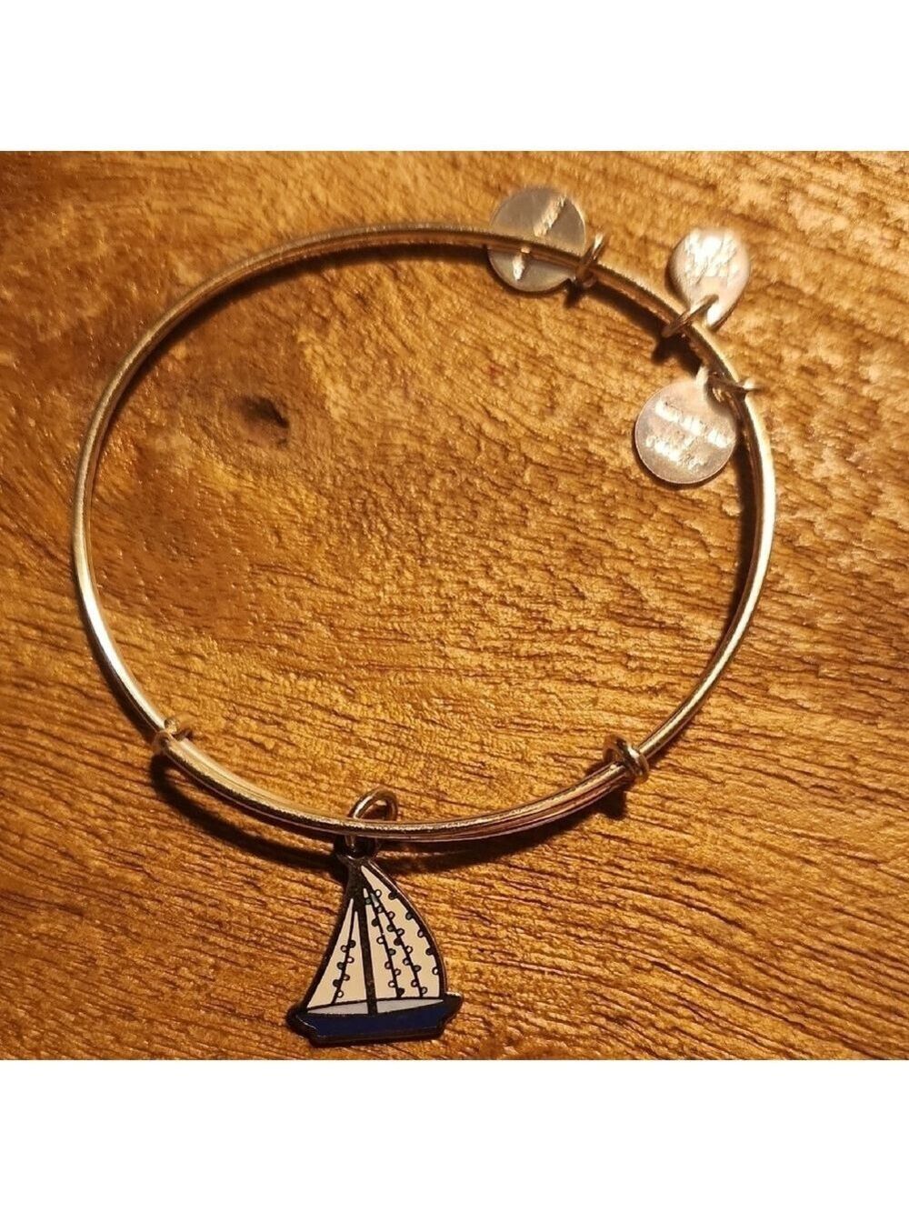 Alex and Ani Silver and Blue Geometric Bracelets